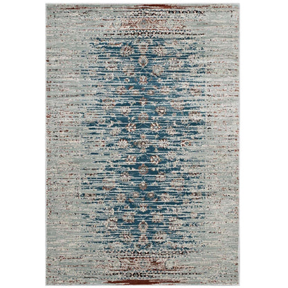 Carpet & Rugs | CasaFoyer Hesper Distressed Contemporary Floral Lattice Area Rug | Durable, Stain Resistant | 5x8 | Teal, Beige, Brown | casafoyer.myshopify.com