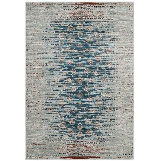 Carpet & Rugs | CasaFoyer Hesper Distressed Contemporary Floral Lattice Area Rug | Durable, Stain Resistant | 5x8 | Teal, Beige, Brown | casafoyer.myshopify.com