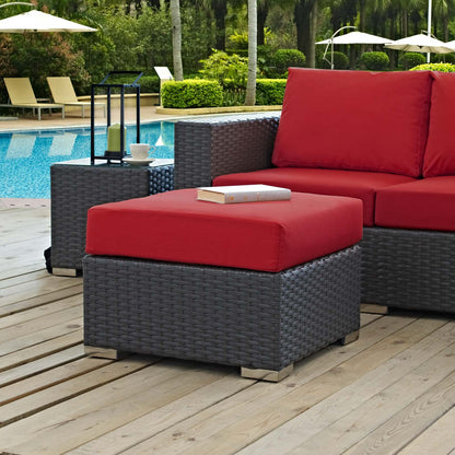 ottomans | Sojourn Outdoor Patio Ottoman | Sturdy & Versatile Seating | Sunbrella Fabric Cushions | UV Protection | casafoyer.myshopify.com