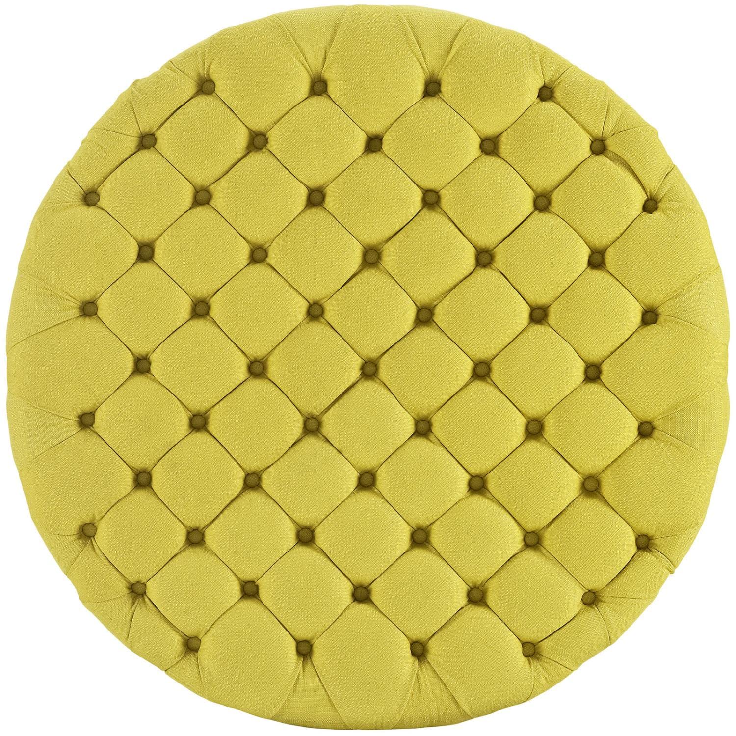 ottomans | CasaFoyer Amour Round Ottoman | Chic & Sophisticated Tufted Design | Comfortable & Durable | Fine Fabric Upholstery | Non-Marking Legs | Elevate Your Interior Design | casafoyer.myshopify.com