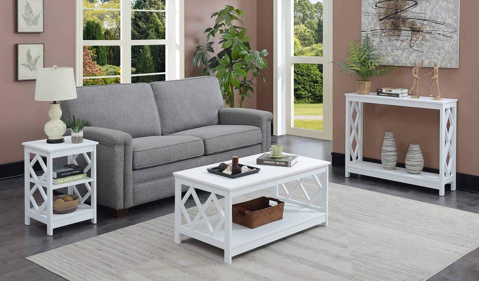 TABLE | Ergode Diamond Coffee Table with Shelf | Contemporary Design | Spacious Tabletop | Diamond Cutouts | Durable Construction | Easy Cleaning | Versatile Placement | casafoyer.myshopify.com