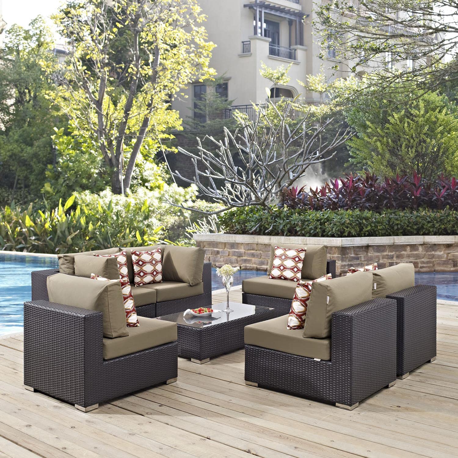 kitchen and dining room sets | CasaFoyer Convene Outdoor Sectional Set | Durable Rattan Weave | Weather-Resistant Cushions | 7 Piece Patio Sofa Set | casafoyer.myshopify.com