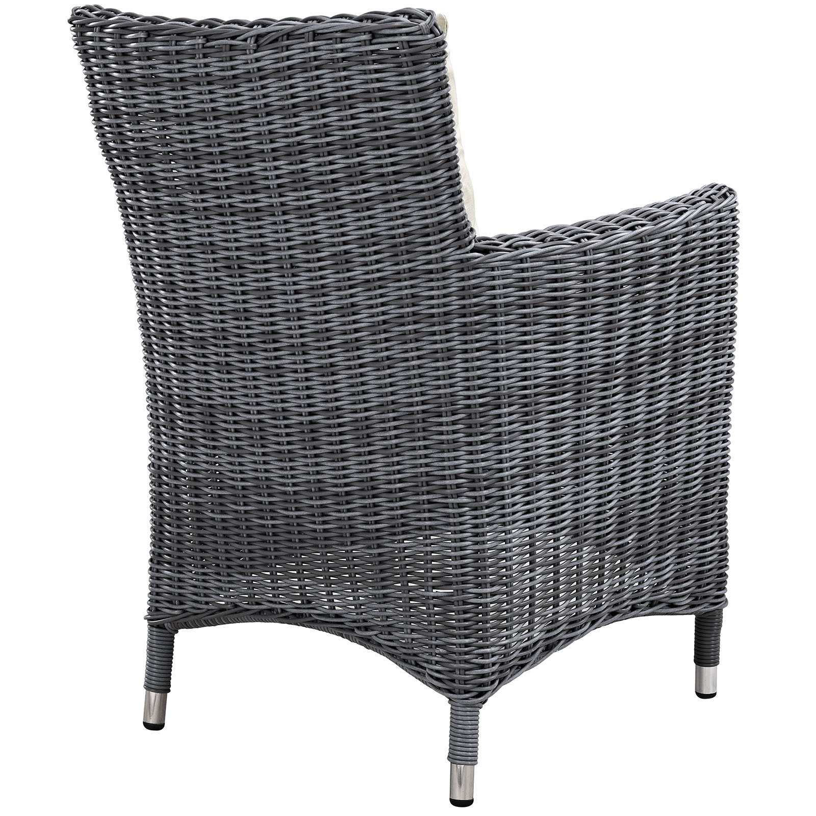 Patio Furniture Sets | Summon Outdoor Patio Dining Arm Chair | Ultimate Comfort & Quality | Two-Tone Rattan | Sunbrella Cushions | Powder-Coated Aluminum Frame | Ideal for Patio, Backyard, Poolside | Includes 1 Armchair | casafoyer.myshopify.com