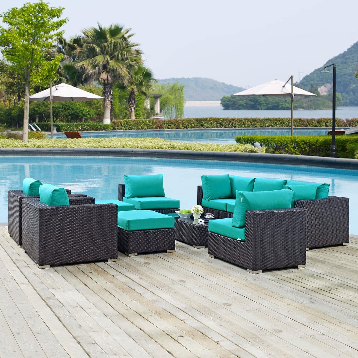 kitchen and dining room sets | CasaFoyer Convene Outdoor Sectional Set | Durable Rattan Weave | All-Weather Cushions | Versatile & Stylish | Includes Coffee Table, Chairs, Corner Pieces & Ottomans | casafoyer.myshopify.com
