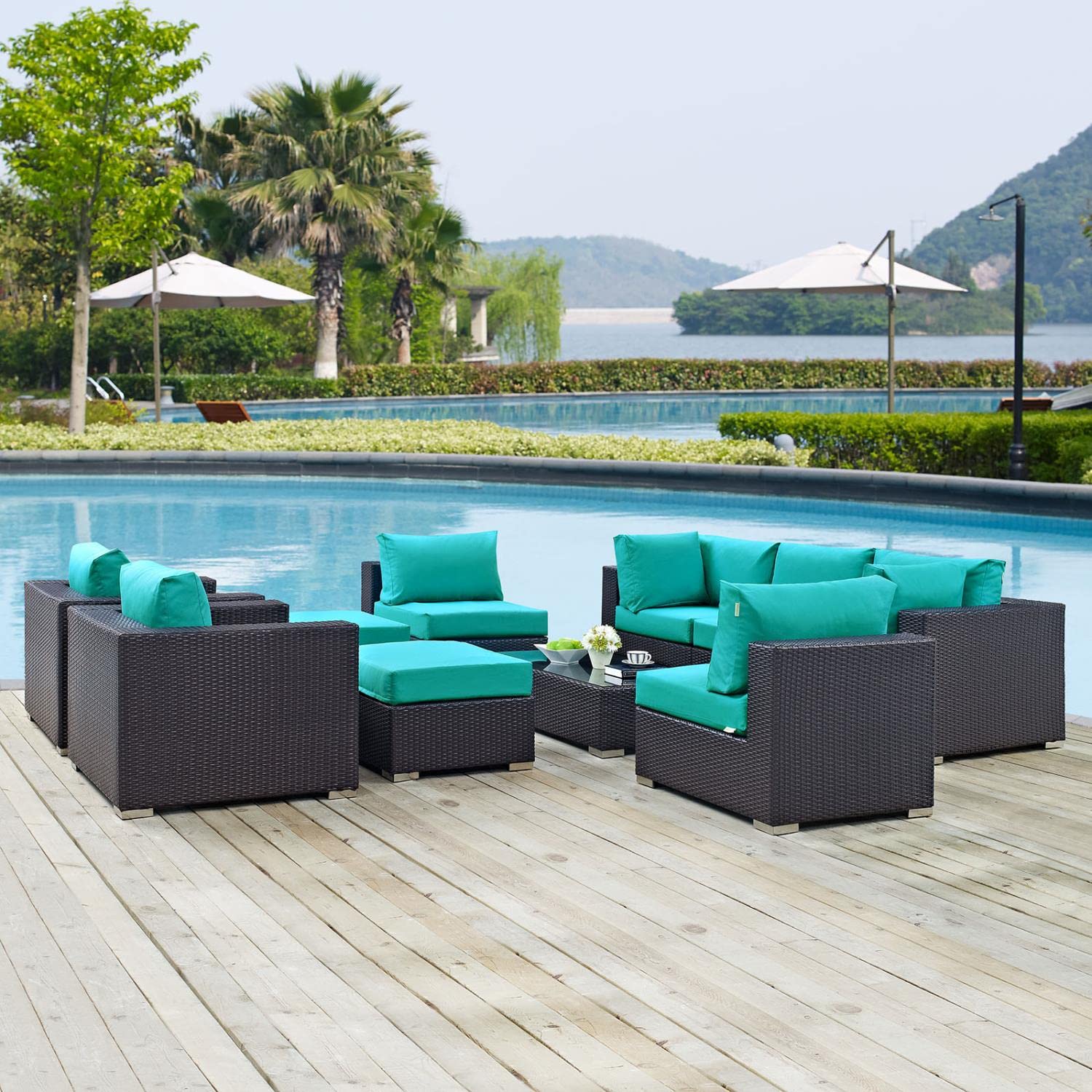 kitchen and dining room sets | CasaFoyer Convene Outdoor Sectional Set | Durable Rattan Weave | All-Weather Cushions | Versatile & Stylish | Includes Coffee Table, Chairs, Corner Pieces & Ottomans | casafoyer.myshopify.com