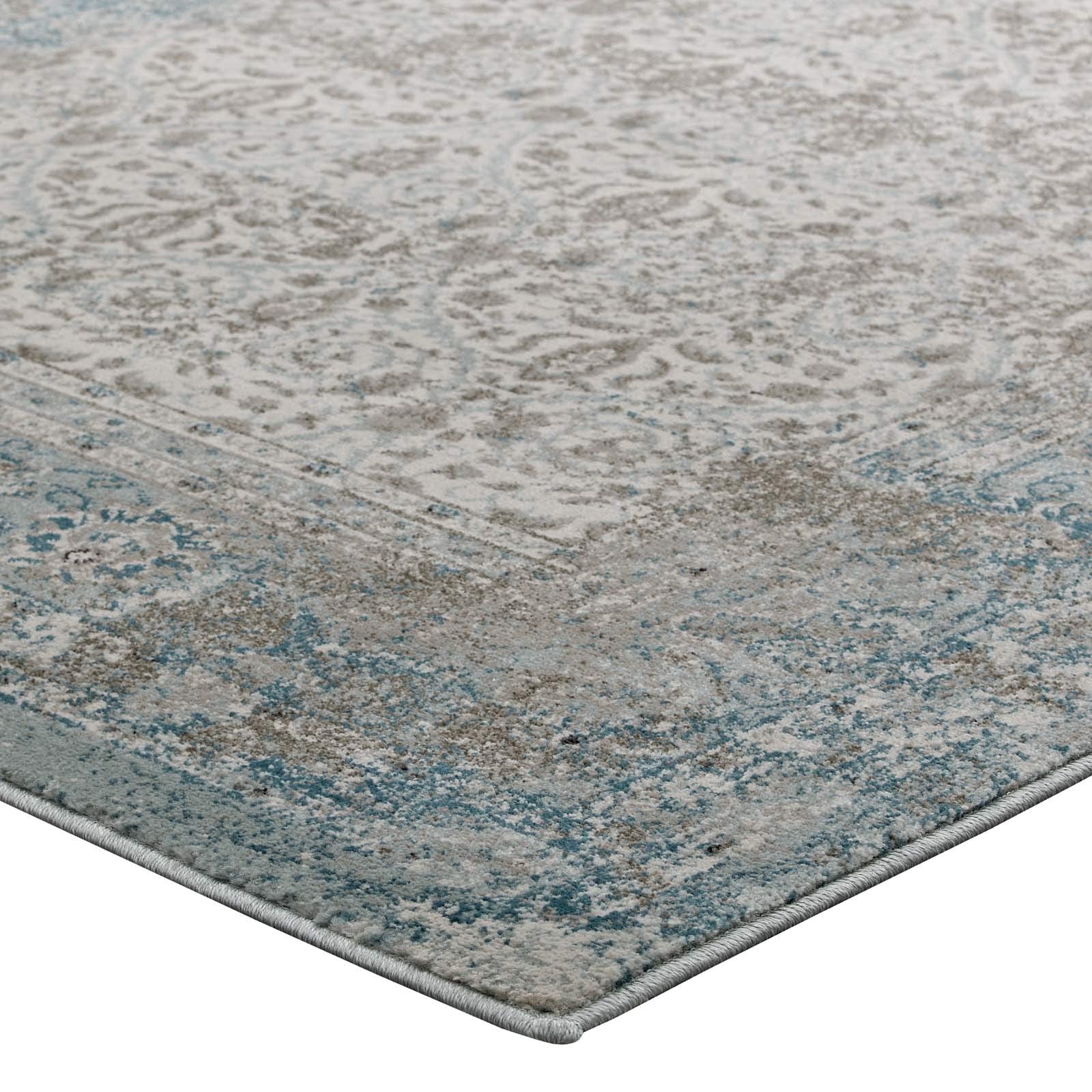 Carpet & Rugs | CasaFoyer Dilys Distressed Vintage Floral Lattice Area Rug | Teal/Brown/Beige | 8x10 | Stain Resistant | Non-Slip | Easy to Clean | casafoyer.myshopify.com