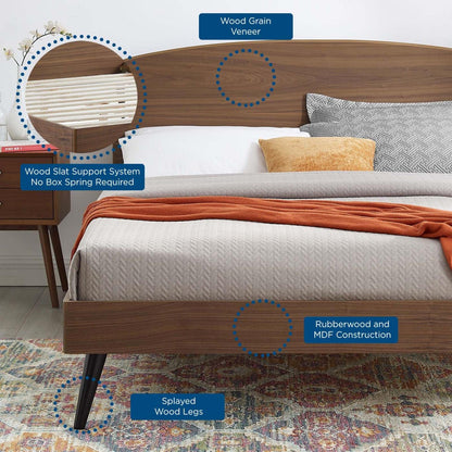 Bed | CasaFoyer Bronwen Wood Queen Platform Bed | Timeless Mid-Century Design | Sturdy Construction | No Box Spring Needed | Supports Various Mattress Types | Easy Assembly | Walnut Finish | casafoyer.myshopify.com