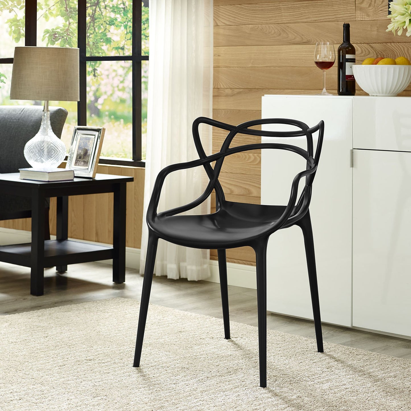 Chair | Entangled Dining Chair | Captivating Journey of Nature's Essence | Molded Plastic | Fully Assembled | Wipe-Clean Surface | Foot Caps | Unpretentious Elegance | Black | casafoyer.myshopify.com