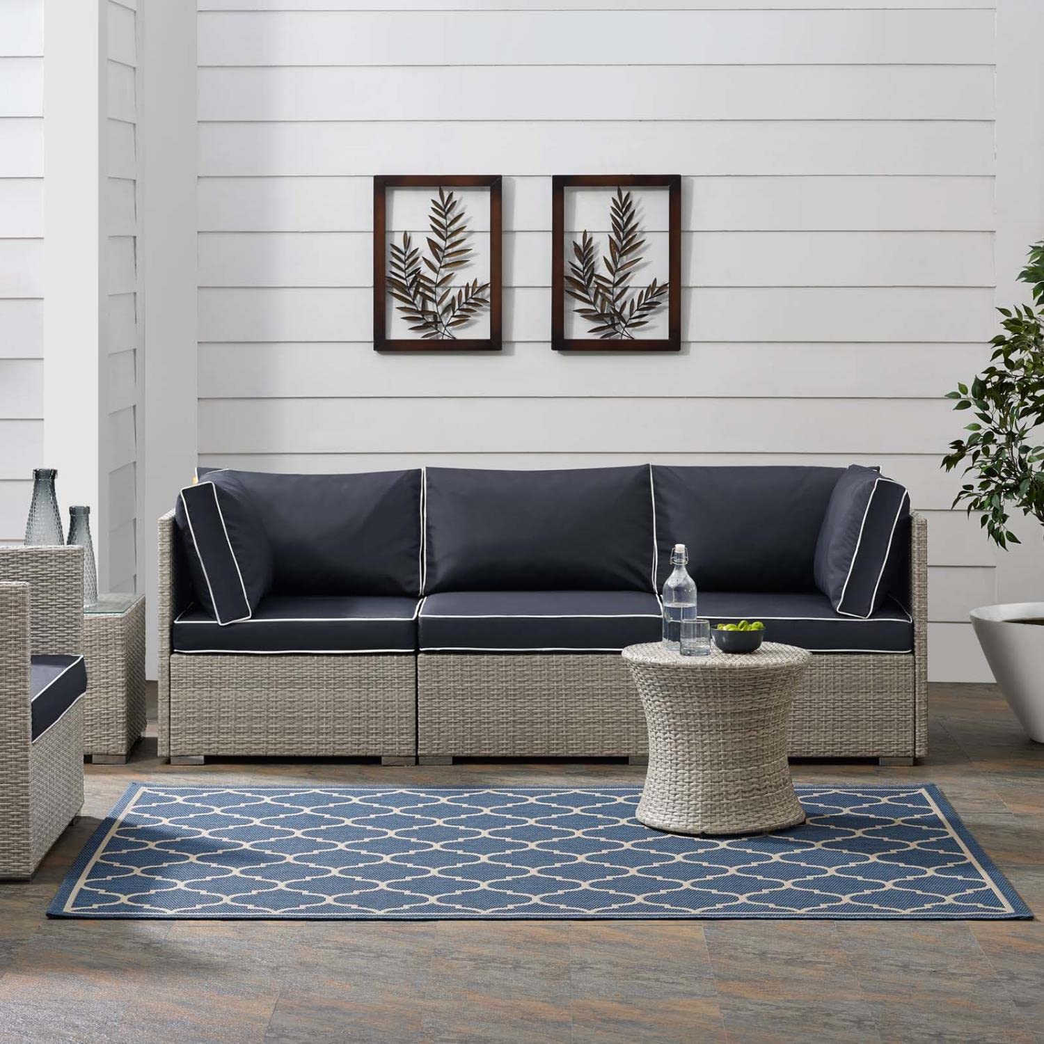 Carpet & Rugs | CasaFoyer Avena Moroccan Quatrefoil Trellis 5x8 Indoor/Outdoor Area Rug | Durable, Soft, Fade & Stain Resistant | Blue/Beige | casafoyer.myshopify.com