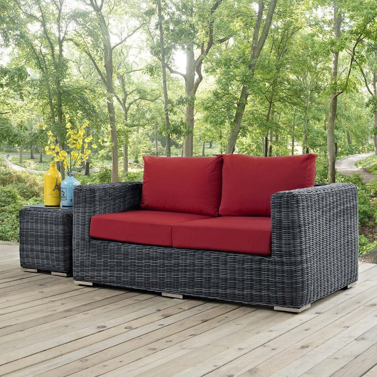 sofas | CasaFoyer Summon Outdoor Patio Loveseat | Ultimate Outdoor Luxury & Comfort | Two-Tone Rattan | Sunbrella Cushions | Aluminum Frame | UV Protection | Powder-Coated | Sleek & Modern Design | Essential for Patio, Backyard, Poolside | casafoyer.myshopify.com