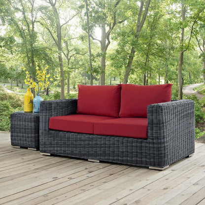 sofas | CasaFoyer Summon Outdoor Patio Loveseat | Ultimate Outdoor Luxury & Comfort | Two-Tone Rattan | Sunbrella Cushions | Aluminum Frame | UV Protection | Powder-Coated | Sleek & Modern Design | Essential for Patio, Backyard, Poolside | casafoyer.myshopify.com