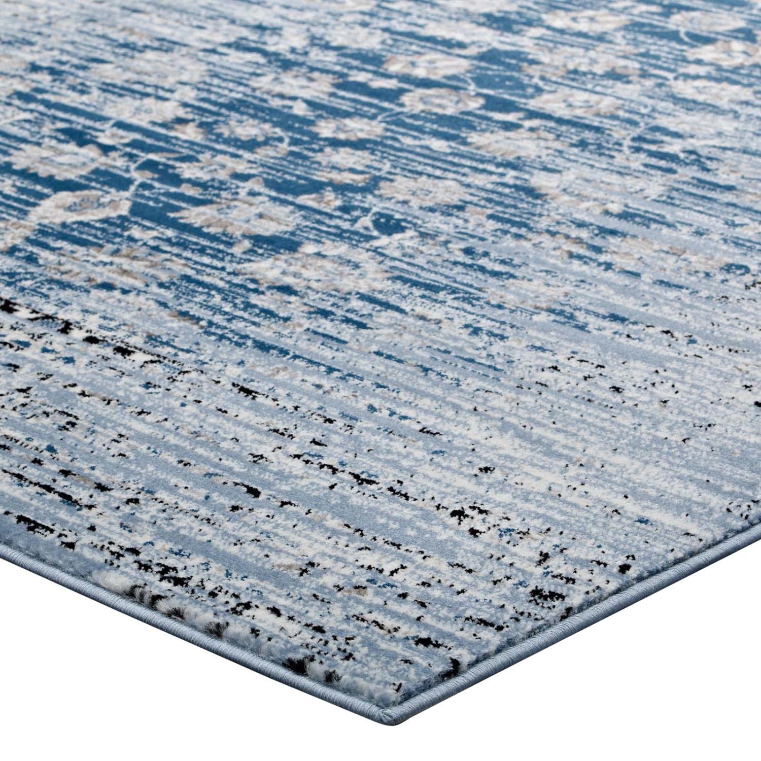 area rugs | CasaFoyer Chiara Distressed Floral Lattice Contemporary Area Rug | Moroccan Blue | 8x10 ft | Durable, Stain-Resistant, Easy to Clean | Enhance Your Space | casafoyer.myshopify.com