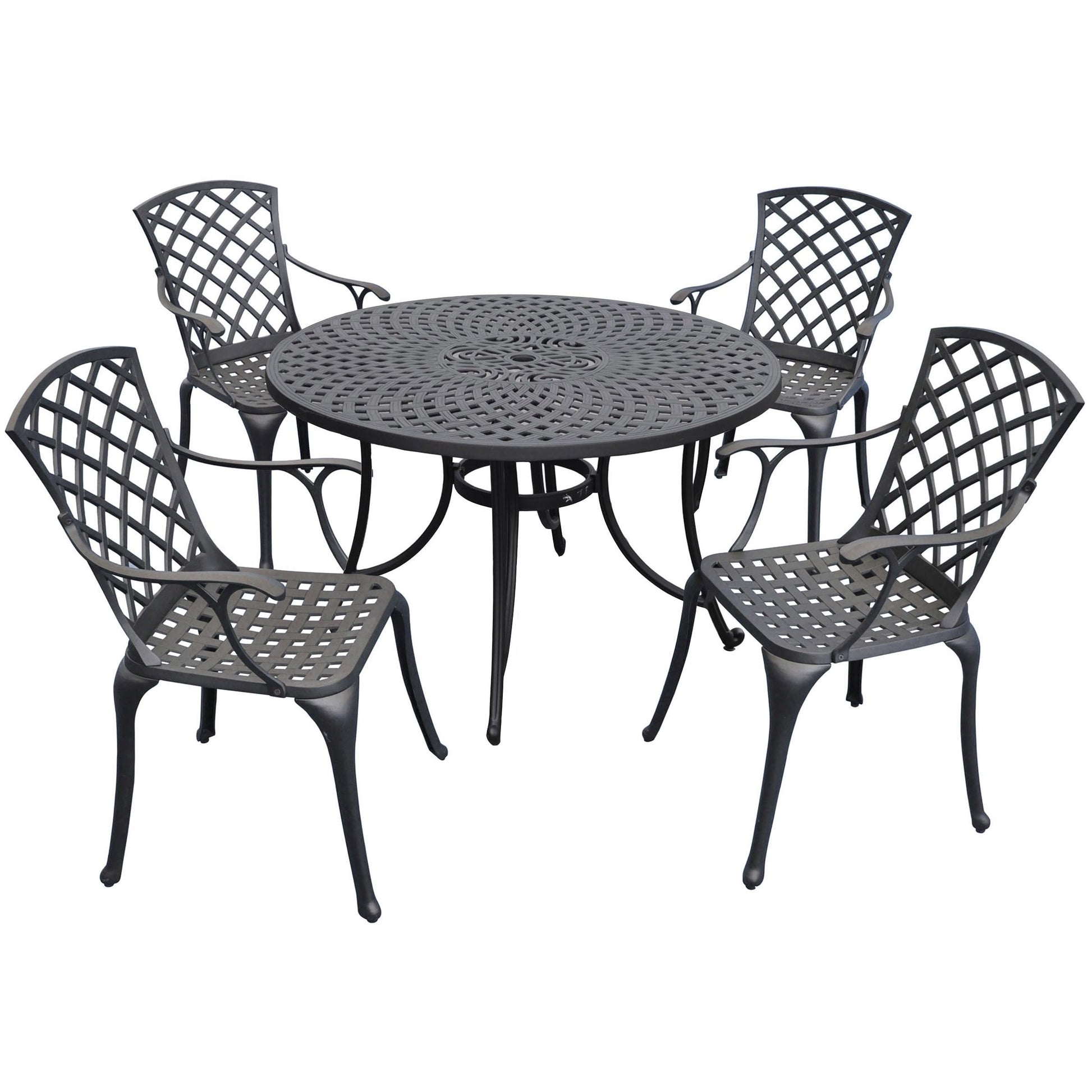 Patio Furniture Sets | High Back Arm Chairs | Durable Aluminum Outdoor Dining Set | Charcoal Black Finish | Perfect for Your Outdoor Oasis! | casafoyer.myshopify.com