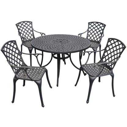 Patio Furniture Sets | High Back Arm Chairs | Durable Aluminum Outdoor Dining Set | Charcoal Black Finish | Perfect for Your Outdoor Oasis! | casafoyer.myshopify.com
