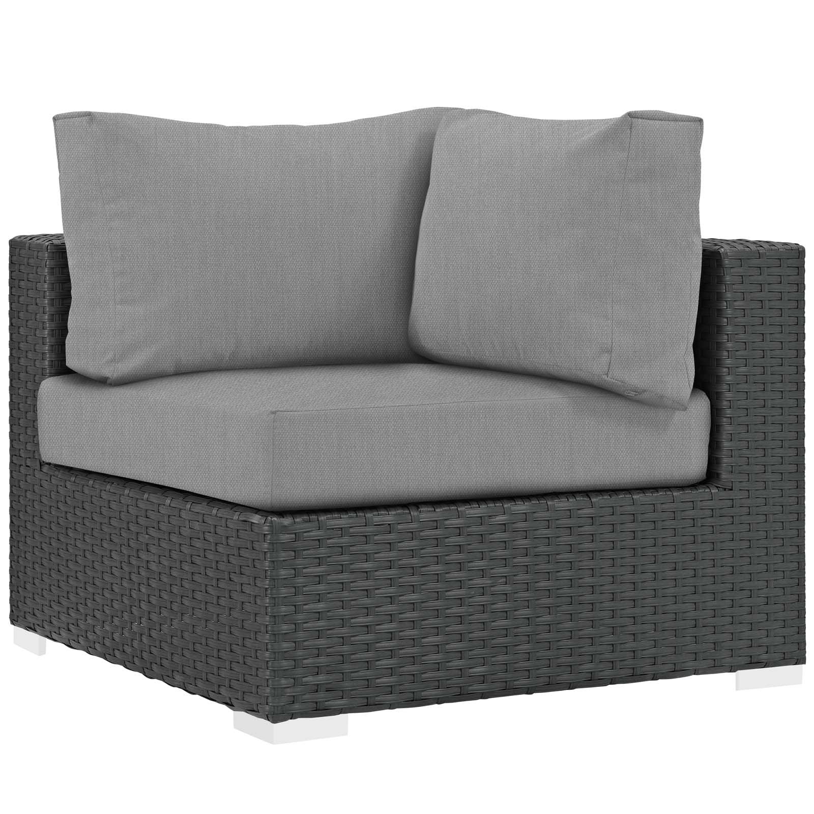 Patio Furniture Sets | Sojourn Outdoor Patio Corner Sofa Chair | Sturdy & Versatile Seating | Sunbrella Cushions | Synthetic Rattan Weave | UV Protection | Aluminum Frame | Ideal for Patio, Backyard, Poolside | casafoyer.myshopify.com
