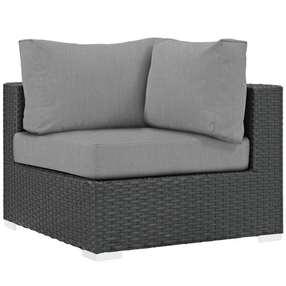 Patio Furniture Sets | Sojourn Outdoor Patio Corner Sofa Chair | Sturdy & Versatile Seating | Sunbrella Cushions | Synthetic Rattan Weave | UV Protection | Aluminum Frame | Ideal for Patio, Backyard, Poolside | casafoyer.myshopify.com