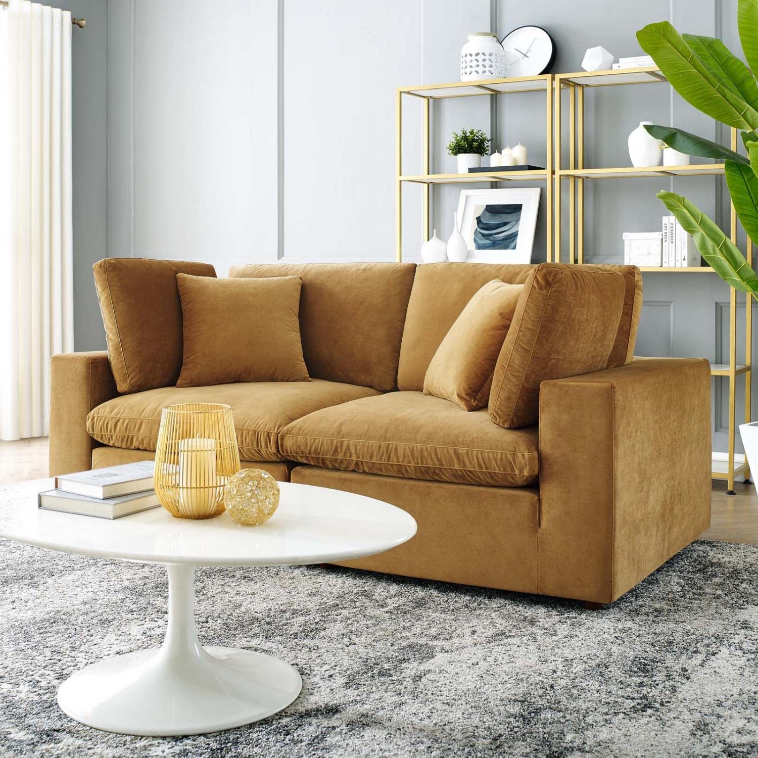 sofas | CasaFoyer Commix Cozy Performance Velvet Loveseat | Plush Comfort | Clean-lined Design | Stain-Resistant | Solid Wood Frame | Duck Down Cushions | Perfect for Living Room, Family Room, or Game Room | Includes 2 Corner Chairs | casafoyer.myshopify.com