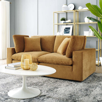 sofas | CasaFoyer Commix Cozy Performance Velvet Loveseat | Plush Comfort | Clean-lined Design | Stain-Resistant | Solid Wood Frame | Duck Down Cushions | Perfect for Living Room, Family Room, or Game Room | Includes 2 Corner Chairs | casafoyer.myshopify.com