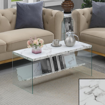 TABLE | Ergode SoHo Coffee Table with Shelf | Contemporary Design | Tempered Glass Sides | Spacious Tabletop | Ideal for Living Room, Office, or Entertainment Space | casafoyer.myshopify.com