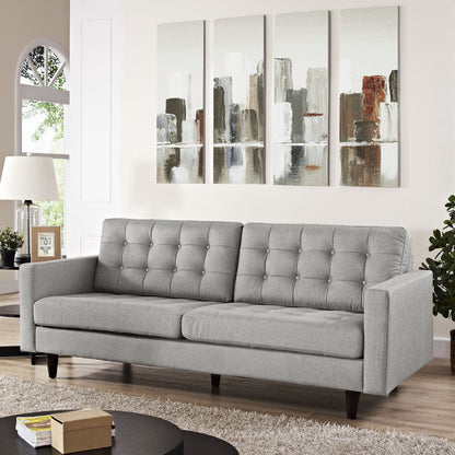 ottomans | CasaFoyer Empress Upholstered Sofa | Luxurious & Elegant Design | Tufted Buttons | Plush Cushions | Light Gray | casafoyer.myshopify.com
