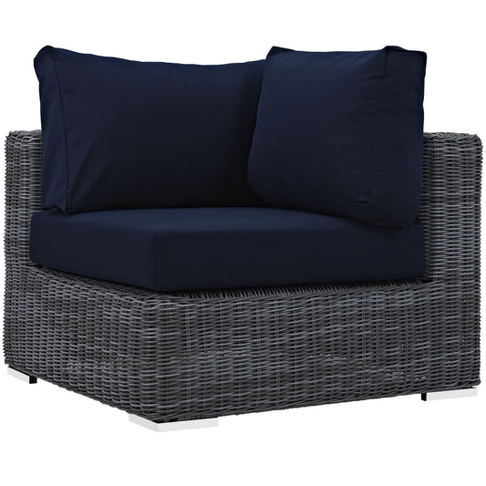 Patio Furniture Sets | Summon Outdoor Patio Corner Sofa Chair | Two-Tone Rattan | Sunbrella Cushions | Aluminum Frame | casafoyer.myshopify.com