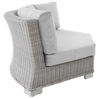 executive chairs | CasaFoyer Conway Outdoor Patio Wicker Rattan Sectional Sofa Round Corner Chair | Light Gray | UV-Resistant | Modular Design | Sunbrella Fabric | 600 lbs Weight Capacity | casafoyer.myshopify.com