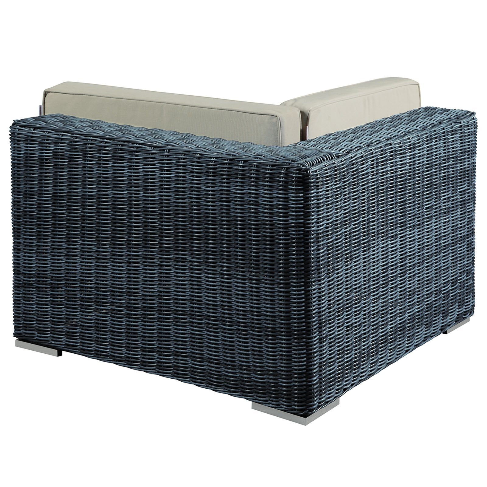 Patio Furniture Sets | Summon Outdoor Patio Corner Sofa Chair | Comfortable & Durable | Sunbrella Fabric | Two-Tone Rattan Weave | UV Protection | Powder-Coated Aluminum Frame | Perfect for Patio, Backyard, Poolside | casafoyer.myshopify.com