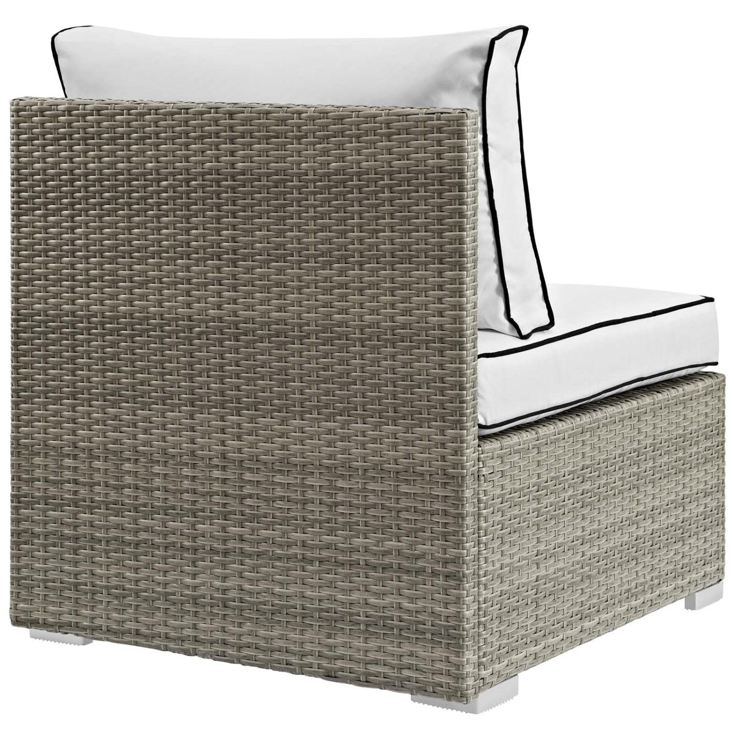 ottomans | CasaFoyer Repose Outdoor Patio Armless Chair | Stylish Tan & Gray Synthetic Rattan | UV Protection | Plush Cushions | Sturdy Aluminum Frame | Perfect for Patio, Backyard, Poolside | casafoyer.myshopify.com