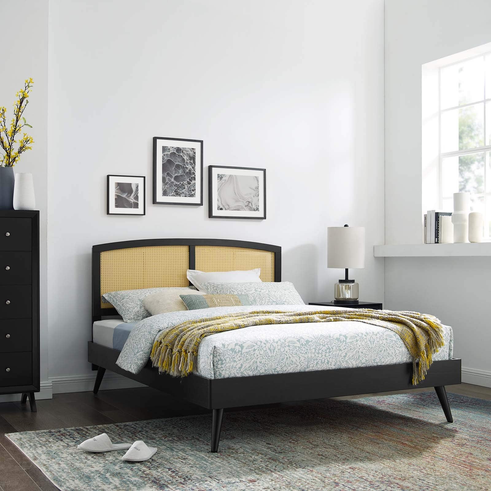adjustable bed bases | CasaFoyer Sierra Woven Cane Rattan Wood Queen Platform Bed | Mid-Century Modern Design | Tropical Flair | Durable Construction | No Box Spring Needed | Easy Assembly | 601 lbs Weight Capacity | casafoyer.myshopify.com