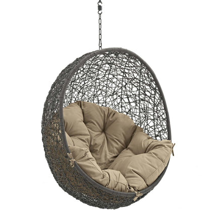 porch swings | Ergode Hide Outdoor Patio Swing Chair | Luxurious Synthetic Rattan Weave | All-Weather Cushion | Adjustable Steel Chain | Ideal for Patio, Backyard, Porch | UV Resistant | Gray Mocha | casafoyer.myshopify.com
