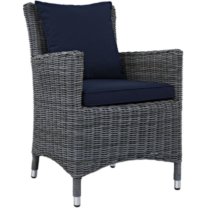 Patio Furniture Sets | Summon Outdoor Patio Dining Arm Chair | Two-Tone Rattan Weave | Sunbrella Cushions | Aluminum Frame | Ultimate Comfort & Quality | casafoyer.myshopify.com