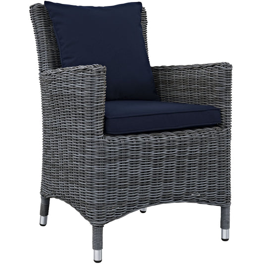 Patio Furniture Sets | Summon Outdoor Patio Dining Arm Chair | Two-Tone Rattan Weave | Sunbrella Cushions | Aluminum Frame | Ultimate Comfort & Quality | casafoyer.myshopify.com