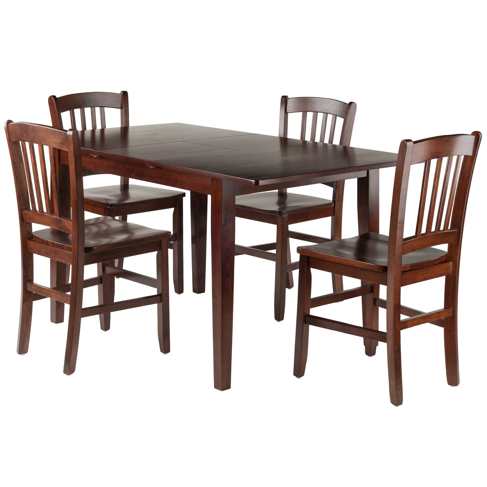 childrens table and chair sets | CasaFoyer 5-Piece Dining Set | Anna Extension Table (58 Width) | 4 Slat Back Chairs | Solid Wood | Walnut Finish | casafoyer.myshopify.com