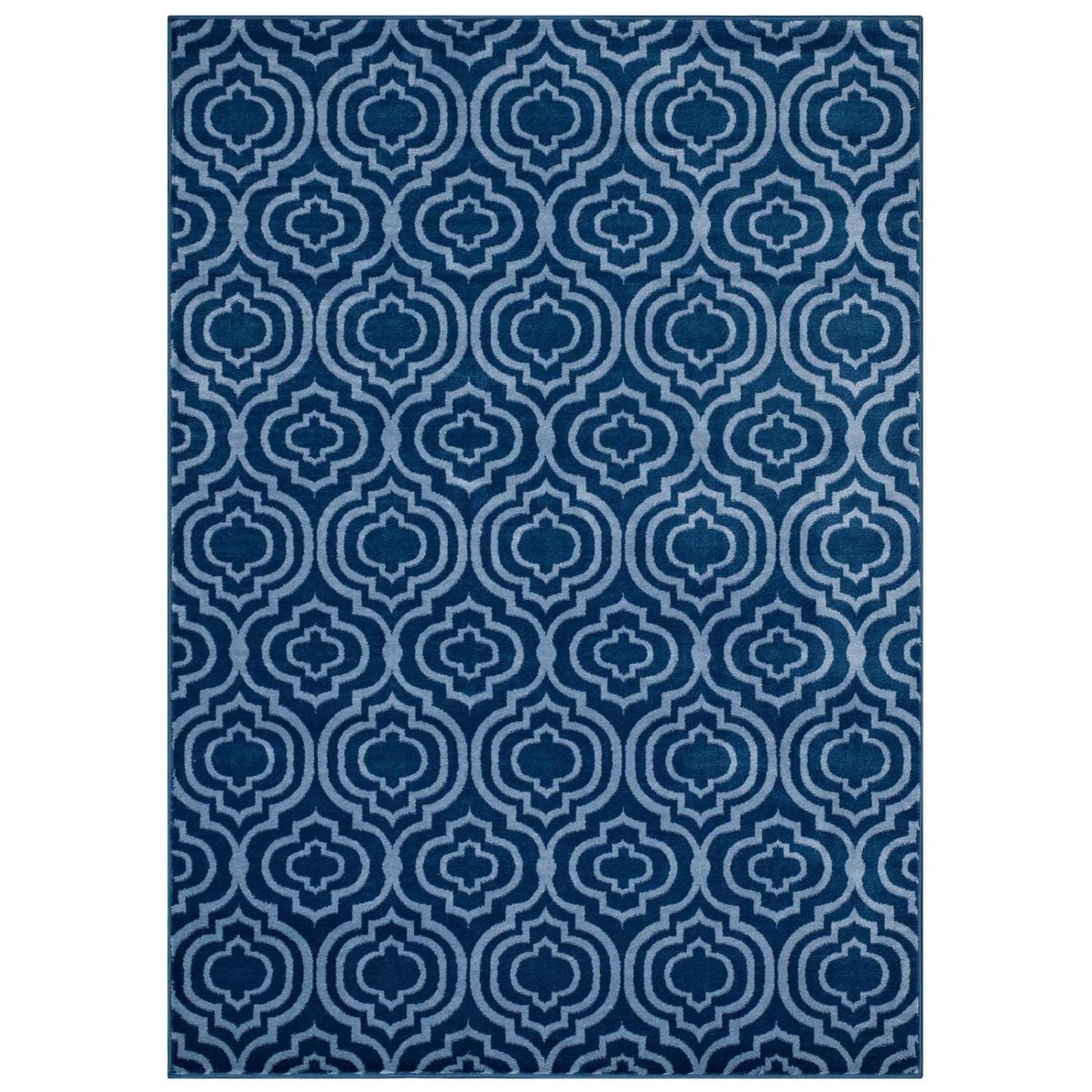 Carpet & Rugs | CasaFoyer Frame Transitional Moroccan Trellis Area Rug | Durable, Stain Resistant | 8x10 | Moroccan Blue & Light Blue | casafoyer.myshopify.com