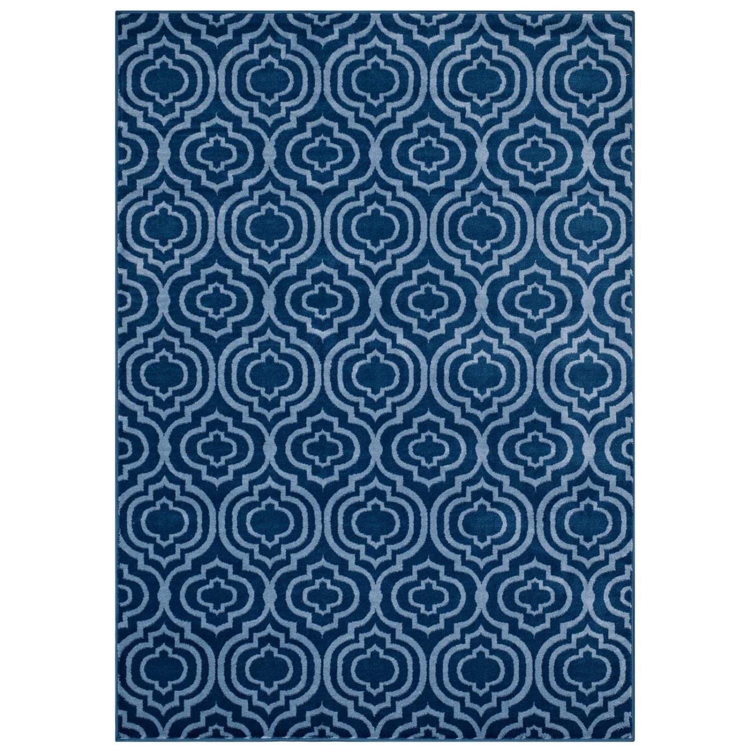 Carpet & Rugs | CasaFoyer Frame Transitional Moroccan Trellis Area Rug | Durable, Stain Resistant | 8x10 | Moroccan Blue & Light Blue | casafoyer.myshopify.com