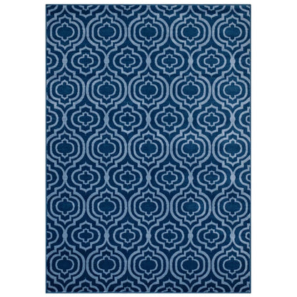 Carpet & Rugs | CasaFoyer Frame Transitional Moroccan Trellis Area Rug | Durable, Stain Resistant | 8x10 | Moroccan Blue & Light Blue | casafoyer.myshopify.com