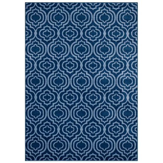 Carpet & Rugs | CasaFoyer Frame Transitional Moroccan Trellis Area Rug | Durable, Stain Resistant | 8x10 | Moroccan Blue & Light Blue | casafoyer.myshopify.com