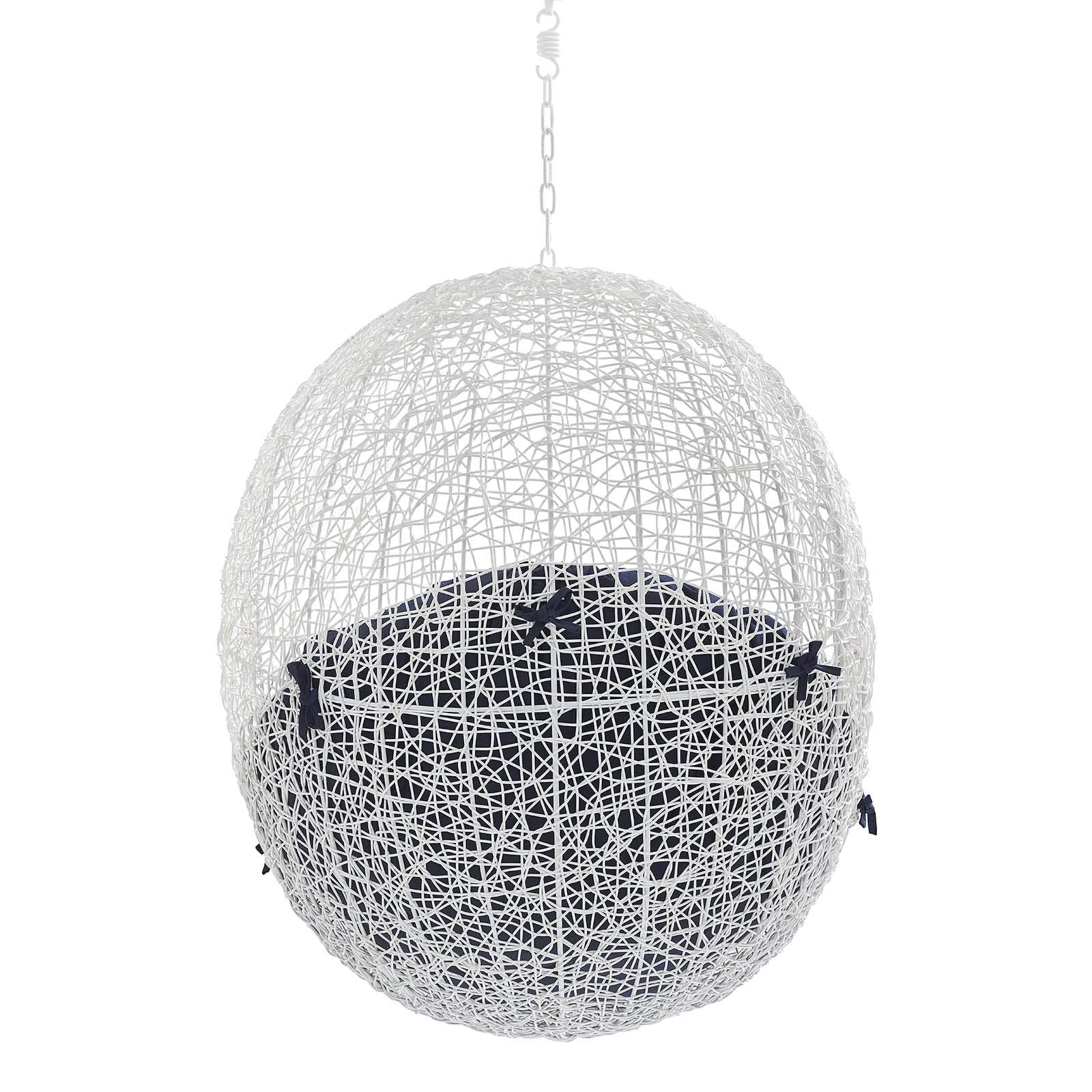 porch swings | Ergode Hide Outdoor Patio Swing Chair | Synthetic Rattan Weave | Sunbrella Fabric Cushion | Powder-Coated Steel Frame | Adjustable Steel Chain | Weather-Resistant | UV Protection | White Navy | casafoyer.myshopify.com