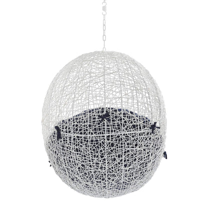 porch swings | Ergode Hide Outdoor Patio Swing Chair | Synthetic Rattan Weave | Sunbrella Fabric Cushion | Powder-Coated Steel Frame | Adjustable Steel Chain | Weather-Resistant | UV Protection | White Navy | casafoyer.myshopify.com