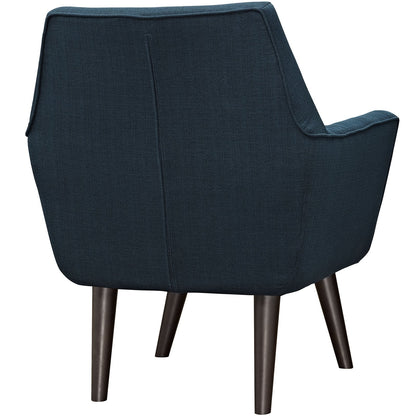 home office desk chairs | CasaFoyer Posit Armchair | Mid-Century Modern Design | Espresso Stained Legs | Polyester Upholstery | Finely Stitched Buttons | Azure | casafoyer.myshopify.com
