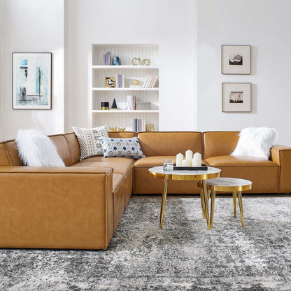 kitchen and dining room sets | CasaFoyer Restore Vegan Leather 5-Piece Sectional Sofa | Minimalist Elegance | French Piping | Comfortable Seating | Sturdy & Durable | Non-Marking Foot Caps | casafoyer.myshopify.com