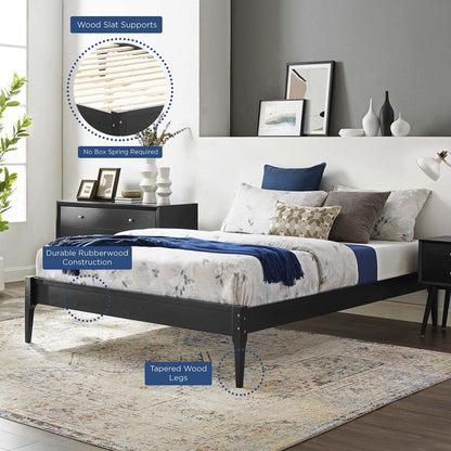 Bed | CasaFoyer June Queen Platform Bed | Elegant & Cozy | Mid-Century Design | Durable Wood Frame | No Box Spring Needed | Easy Assembly | 601 lbs Weight Capacity | casafoyer.myshopify.com
