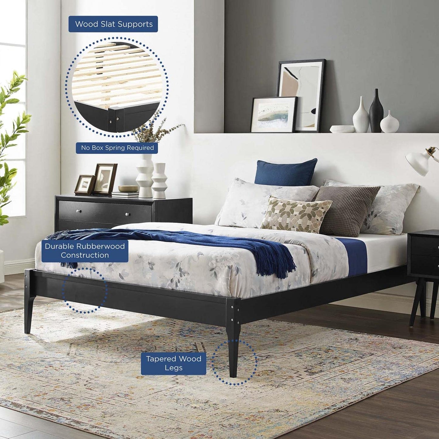 bed frames | CasaFoyer June Twin Platform Bed | Stylish & Cozy | Mid-Century Design | Sturdy Wood & MDF | No Box Spring Needed | Easy Assembly | 601 lbs Weight Capacity | casafoyer.myshopify.com