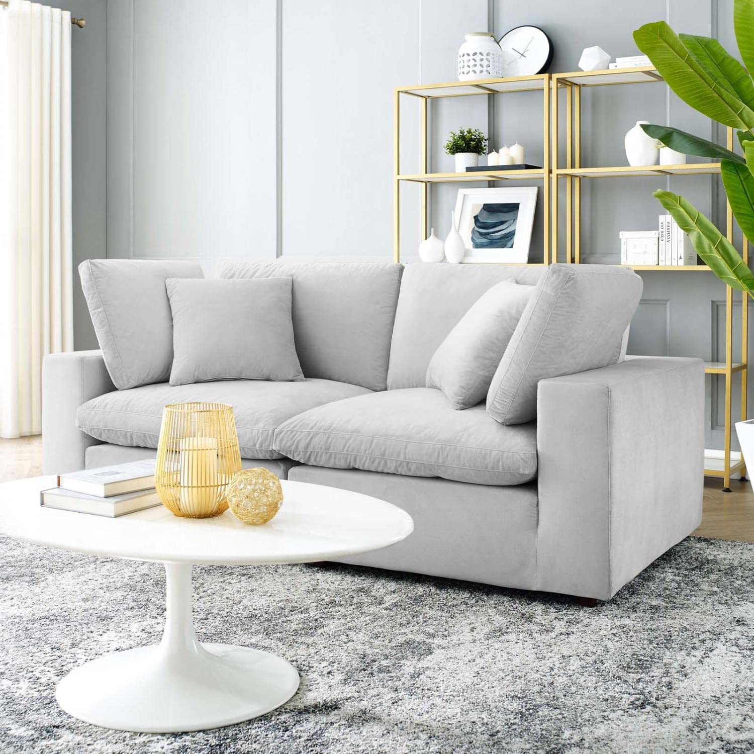 sofas | CasaFoyer Commix Plush Comfort Loveseat | Sleek Design | Stain-Resistant Velvet | Solid Wood Frame | Duck Down Cushions | Ideal for Living Room, Family Room, Game Room | Includes 2 Corner Chairs | casafoyer.myshopify.com