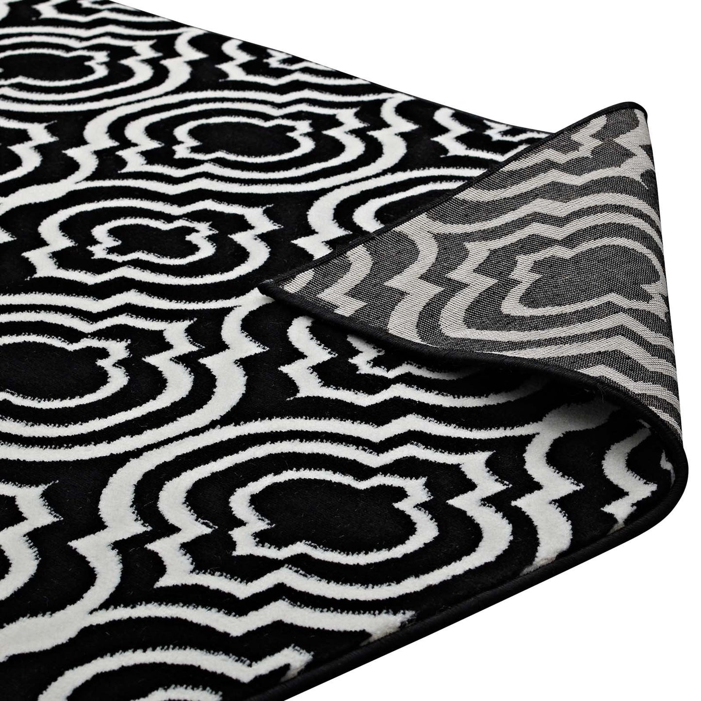 Carpet & Rugs | CasaFoyer Frame Transitional Moroccan Trellis Area Rug | Durable Polypropylene | Rubber Bottom | Geometric Lattice Pattern | Stain Resistant | Easy to Clean | 5x8 Size | Black and White | casafoyer.myshopify.com