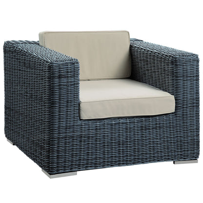 patio bistro sets | CasaFoyer Summon Outdoor Patio Arm Chair | Two-Tone Rattan | Sunbrella Cushions | Sturdy Aluminum Frame | Ultimate Outdoor Comfort | casafoyer.myshopify.com