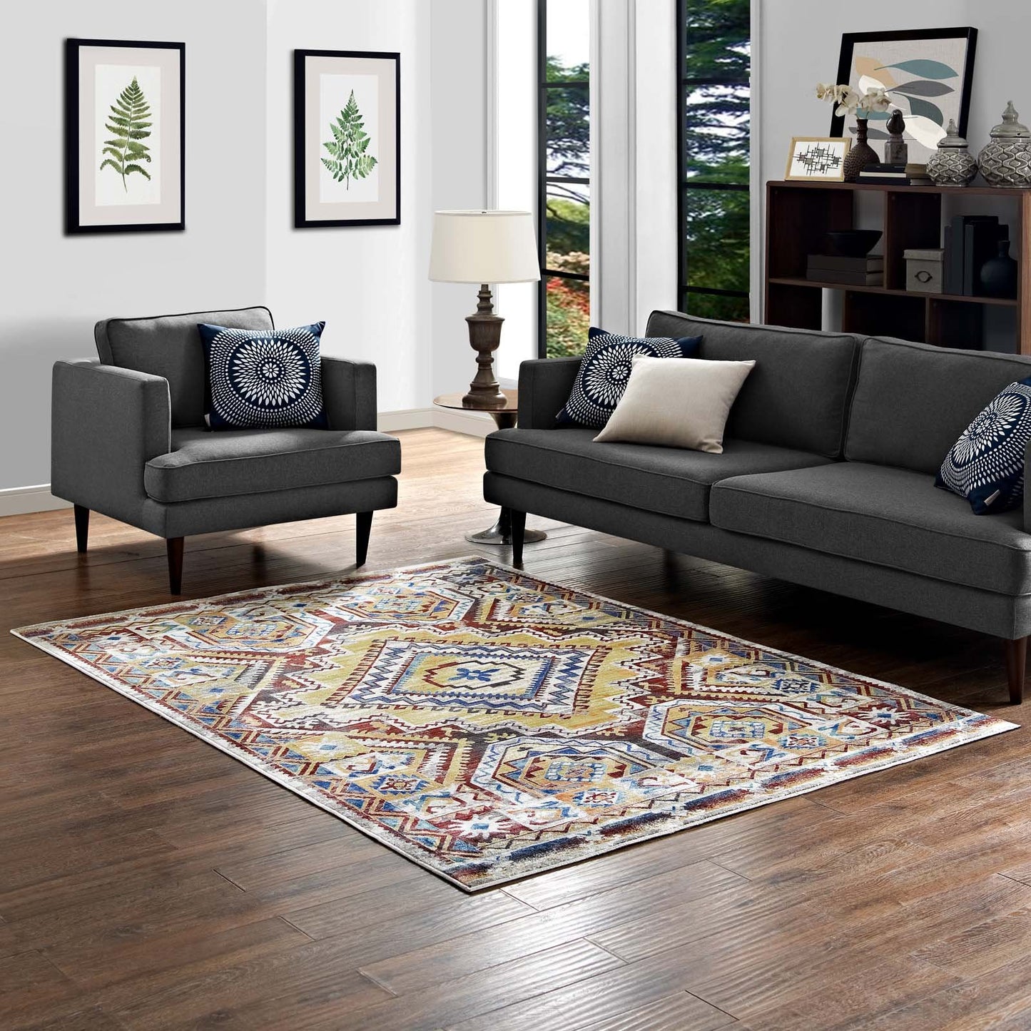 Carpet & Rugs | CasaFoyer Florita Distressed Southwestern Aztec Area Rug | Vibrant Design | Durable & Stain Resistant | 5x8 Size | Perfect for Home Decor & Everyday Use | casafoyer.myshopify.com