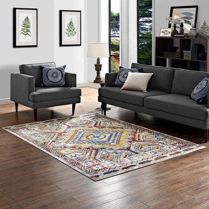 Carpet & Rugs | CasaFoyer Florita Distressed Southwestern Aztec Area Rug | Vibrant Design | Durable & Stain Resistant | 5x8 Size | Perfect for Home Decor & Everyday Use | casafoyer.myshopify.com
