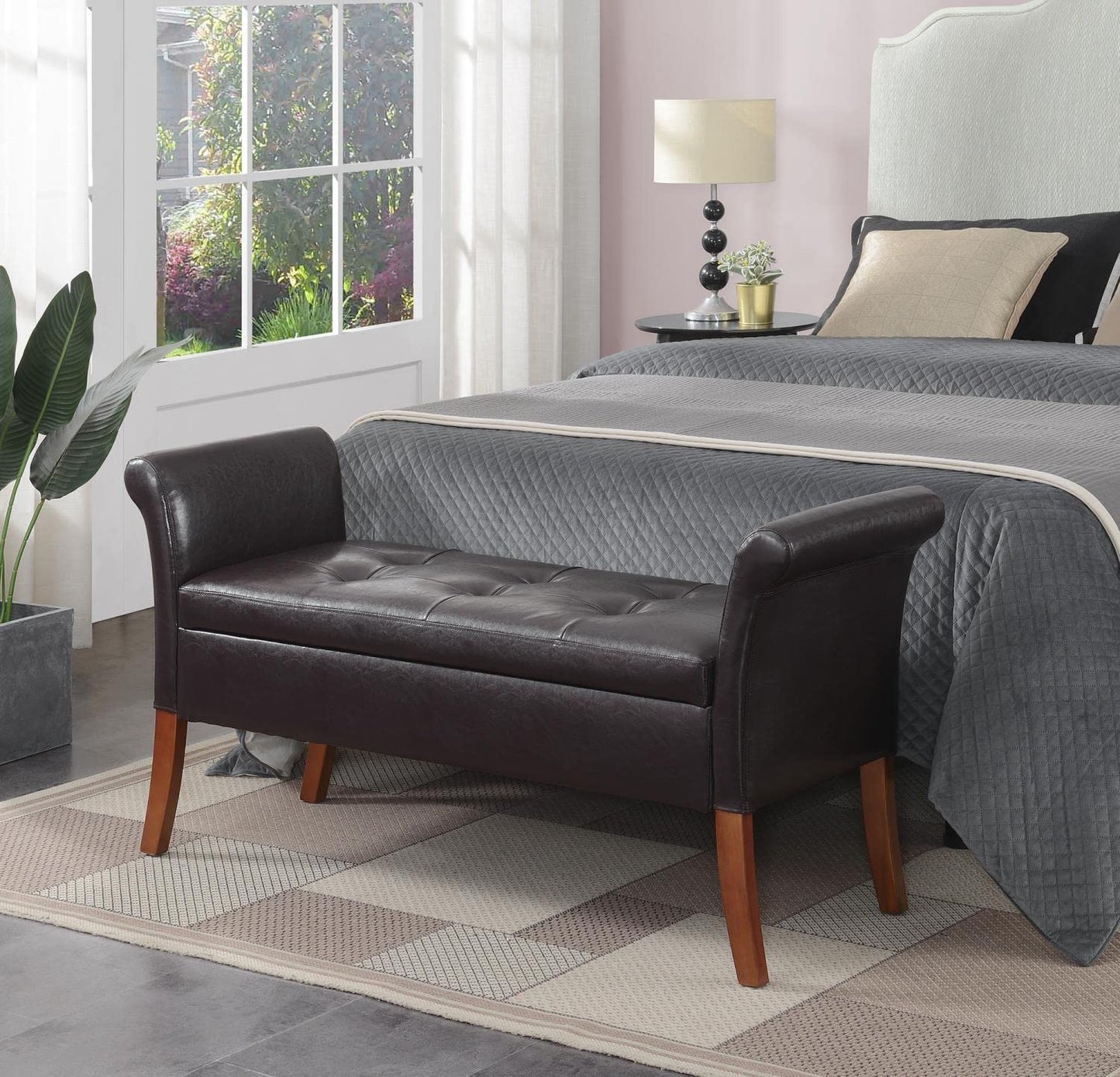 Ottoman | Designs4Comfort Garbo Storage Bench | Cozy Ottoman with Ample Storage | Durable Poplar Wood | Faux Leather Upholstery | casafoyer.myshopify.com