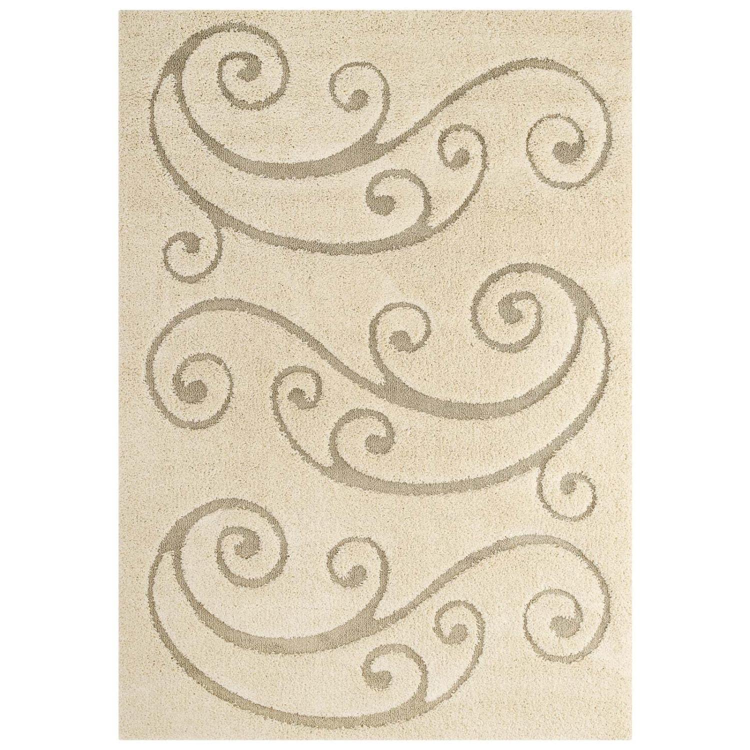 Carpet & Rugs | CasaFoyer Sprout Scrolling Vine Area Rug | Modern Design | Durable Construction | Non-Shedding | Stain-Resistant | 5x8 Size | Cream and Beige | casafoyer.myshopify.com